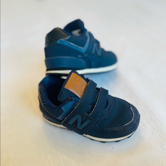 New Balance Other - New balance 574 Navy Velcro with leather tongue